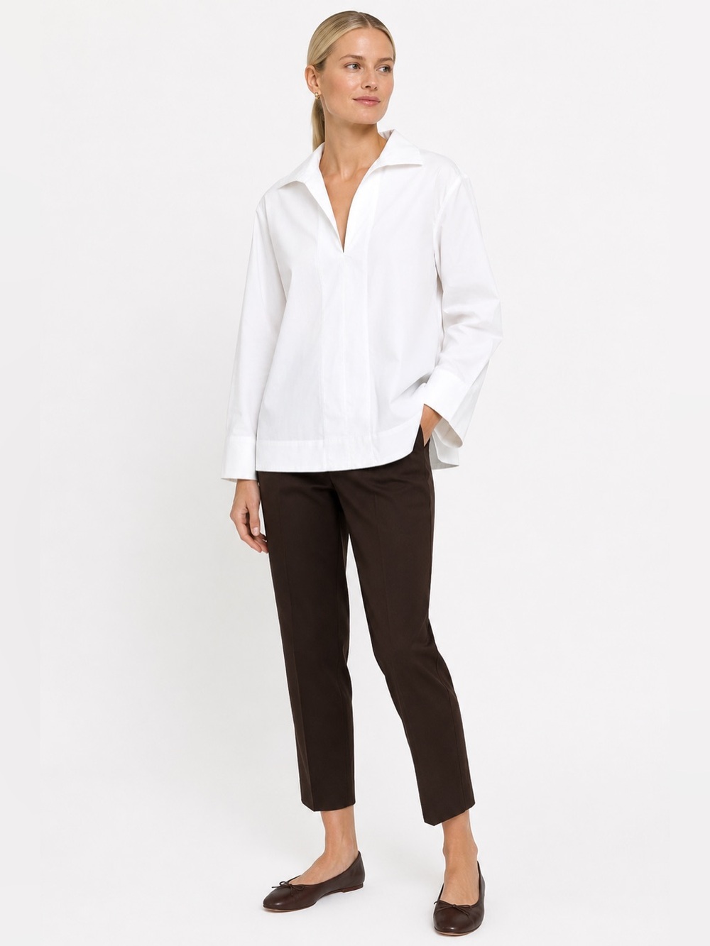 Tuckernuck crisp white cotton tunic shirt